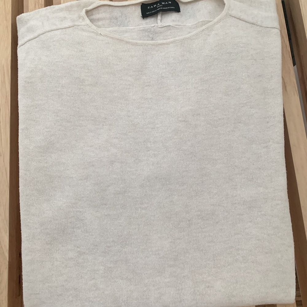 Zara men 100% cotton light sweater sand color S